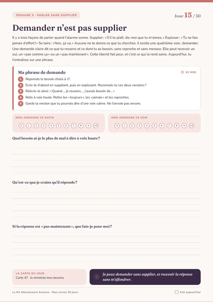 Carnet, jour 15 : Demander n’est pas supplier